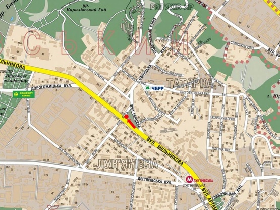 Схема рекламной плоскости по адресу Мельникова ул. / ул. Якира, светофор, в сторону ст. м. "Дорогожичи"
