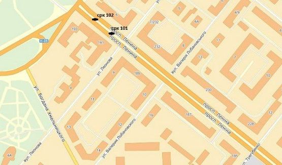 Схема рекламної площини за адресою вул. Парковий бульвар — пл. Запорізька