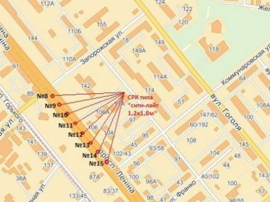 Схема рекламної площини за адресою вул. Запорізькая — вул. Приходська