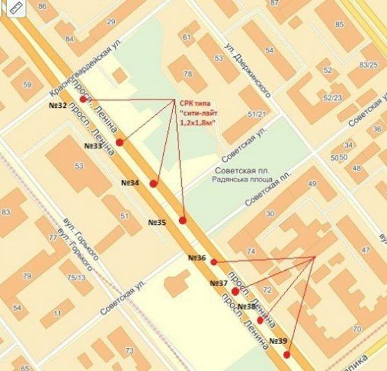 Схема рекламної площини за адресою пл. Університетська —  пл. Волі