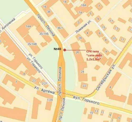 Схема рекламної площини за адресою пр.Соборний маг."Сигнал" (р-н ринку Анголенко)