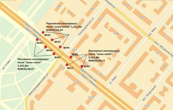 Схема рекламної площини за адресою пр. Соборний — готель "Дніпро", №1