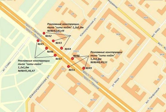 Схема рекламной плоскости по адресу пр. Соборний — готель "Дніпро", №3