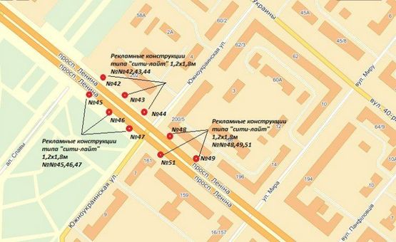 Схема рекламної площини за адресою пр. Соборний — навпроти готелю "Дніпро",№2