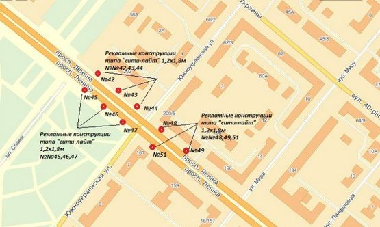 Схема рекламної площини за адресою пр. Соборний — навпроти готелю "Дніпро",№3