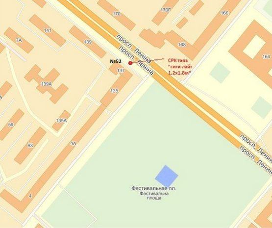 Схема рекламної площини за адресою пр. Соборний — готель "Інтурист"