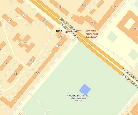 Схема рекламной плоскости по адресу пр. Соборний — готель "Інтурист"