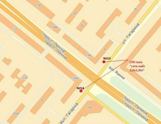 Схема рекламної площини за адресою пр. Соборний — вул. Гагаріна, ліворуч