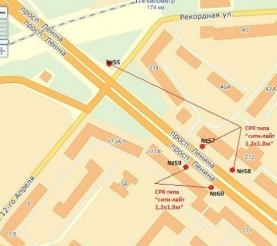 Схема рекламной плоскости по адресу пр. Соборний — вул. 12 квітня