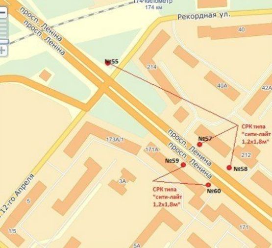 Схема рекламної площини за адресою пр. Соборний, 171, №2