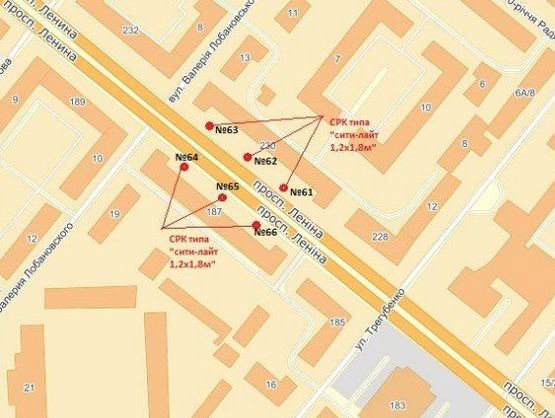 Схема рекламної площини за адресою пр. Соборний — вул. Трегубенка, №3