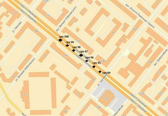 Схема рекламної площини за адресою вул. Трегубенка — вул. Лобановського