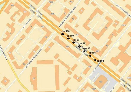 Схема рекламної площини за адресою вул. Трегубенка — вул. Лобановського