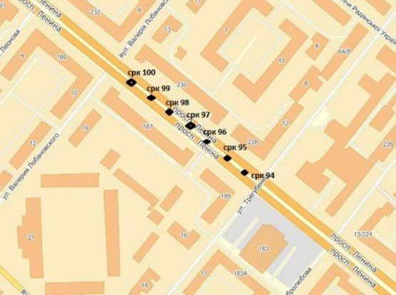 Схема рекламної площини за адресою вул. Трегубенка — вул. Лобановського