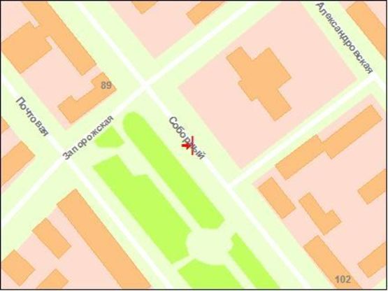 Схема рекламной плоскости по адресу вул. Запорізька — вул. Приходська