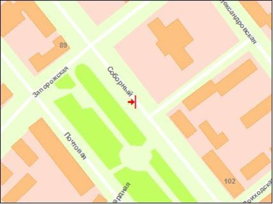 Схема рекламної площини за адресою вул. Запорізька — вул. Приходська