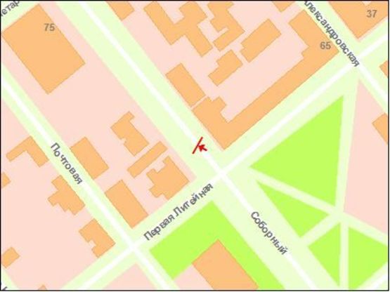 Схема рекламной плоскости по адресу вул. Пролетарська — вул. Перша ливарна