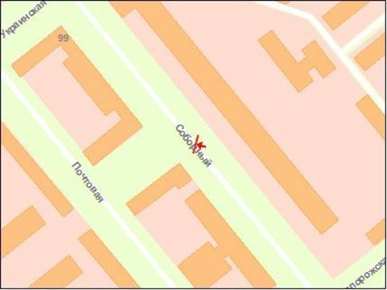 Схема рекламной плоскости по адресу вул. Українська — вул. Запорізька