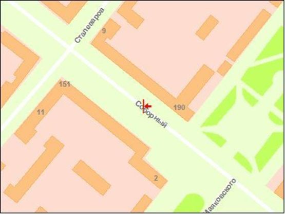 Схема рекламной плоскости по адресу вул. Сталеварів — вул. Маяковського