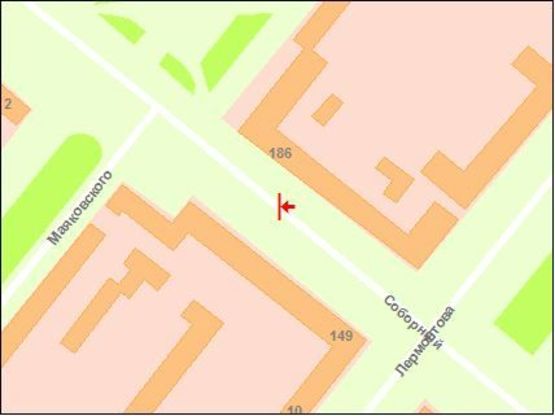 Схема рекламной плоскости по адресу вул. Маяковського — вул. Лермонтова