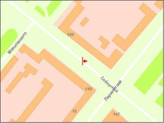 Схема рекламной плоскости по адресу вул. Маяковського — вул. Лермонтова