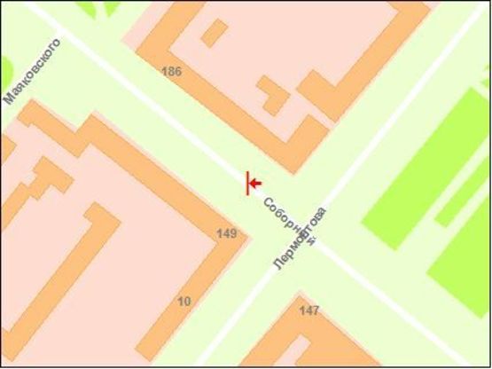 Схема рекламної площини за адресою вул. Маяковського — вул. Лермонтова