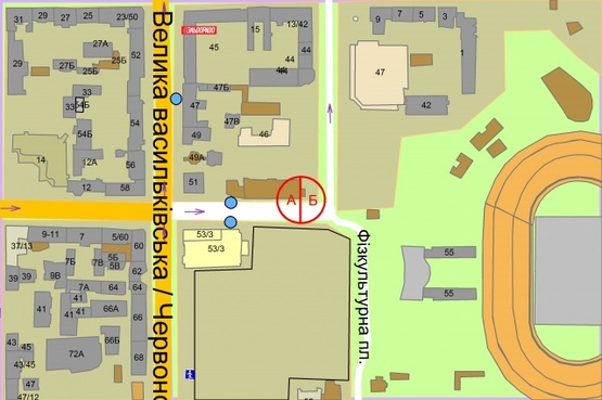 Схема рекламной плоскости по адресу вул. Жилянська, 4