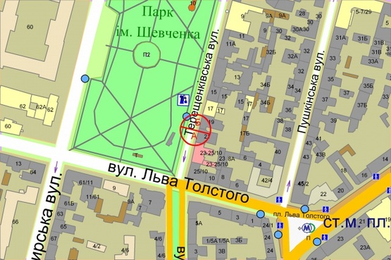 Схема рекламной плоскости по адресу Терещенковская, 21