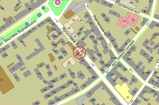 Схема рекламної площини за адресою Ярославів Вал, 27