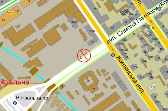 Схема рекламної площини за адресою Симона Петлюри (Комінтерну), 30