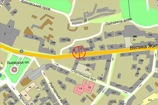 Схема рекламной плоскости по адресу Велика Житомирська, 30а