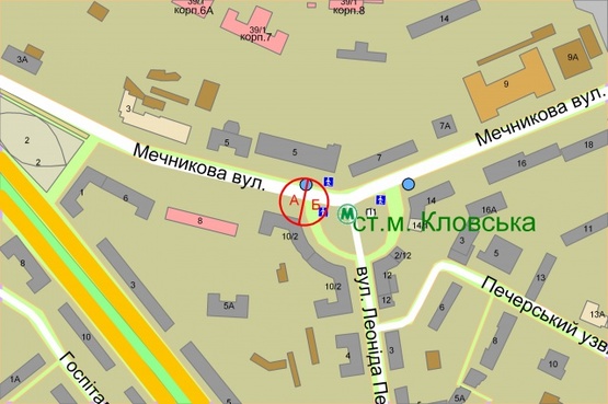 Схема рекламної площини за адресою Мечникова, 10/2 (М"Кловская)