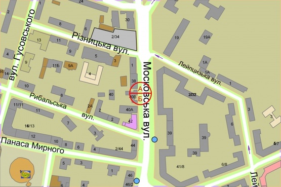 Схема рекламной плоскости по адресу Московська, 40в (біля Музей української діаспори)