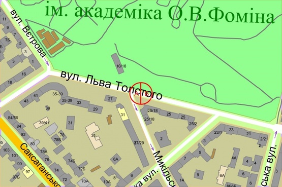 Схема рекламної площини за адресою Толстого Льва, 25/18 (на розподілювачі)