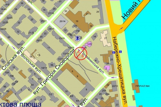 Схема рекламної площини за адресою Почайнинська / Григорія Сковороди , навпроти 12/8