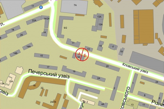 Схема рекламной плоскости по адресу Кловский спуск, 18