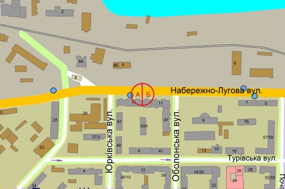 Схема рекламної площини за адресою Набережно-Лугова, 11