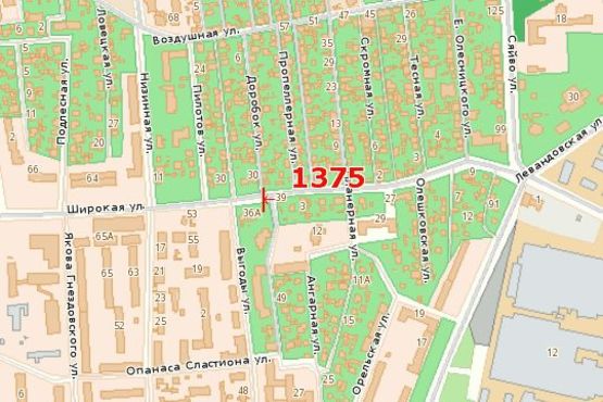 Схема рекламной плоскости по адресу Широка вул. - Доробок вул.