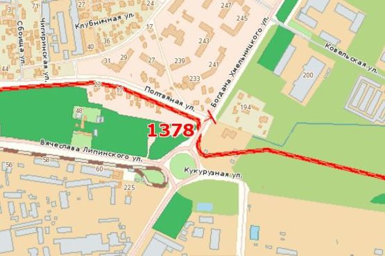 Схема рекламной плоскости по адресу Богдана Хмельницького вул. - Вячеслава Липинського вул.