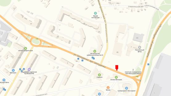 Схема рекламної площини за адресою Ул. Шолуденко, 100 м. после поворота с ул. Набережной