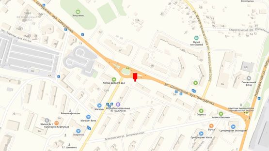 Схема рекламної площини за адресою Ул. Шолуденко, после поворота с пр-та Мазепы