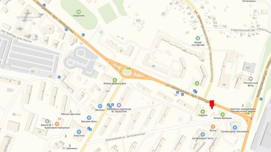 Схема рекламної площини за адресою Ул. Шолуденко, 70 м. до поворота на ул. Днепровскую