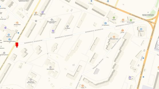 Схема рекламной плоскости по адресу Ул. Днепровская, после поворота с Мазепи на ул. Днепровскую справа