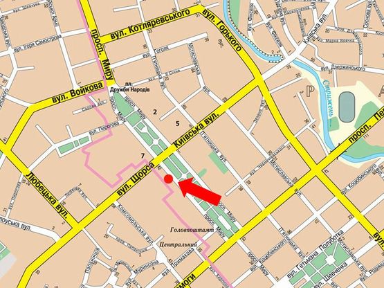 Схема рекламной плоскости по адресу проспект Мира, 42, пиццерия Базис (сторона Б)