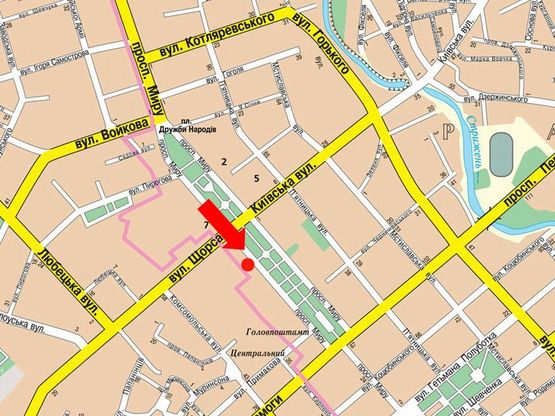 Схема рекламної площини за адресою проспект Мира, 42, маг Алло (сторона А)