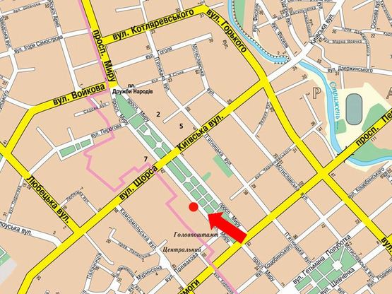 Схема рекламной плоскости по адресу проспект Мира, 36, 1-я поликлиника (сторона Б)