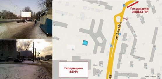 Схема рекламной плоскости по адресу вул. 1-го Травня, 167-Б