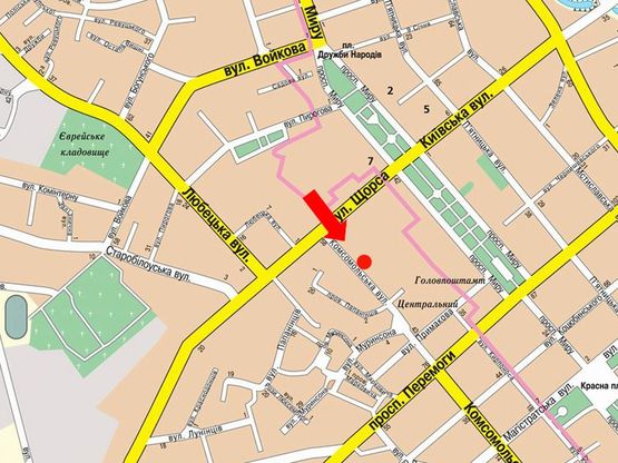 Схема рекламной плоскости по адресу ул Комсомольская 55 маг Граната (сторона А)