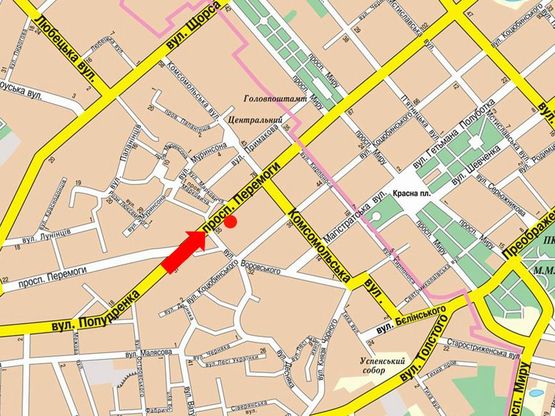 Схема рекламной плоскости по адресу проспект Победы, 67, маг "Будматериалы" (сторона А)