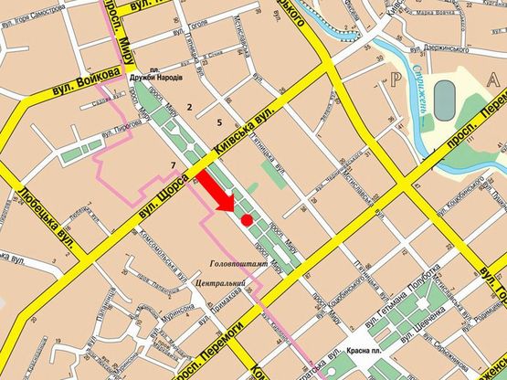 Схема рекламной плоскости по адресу проспект Мира 44г, Поликлиника #3 (Сторона А)